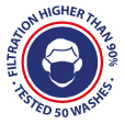 Mask for general public - filtration higher than 90% - tested 50 washes